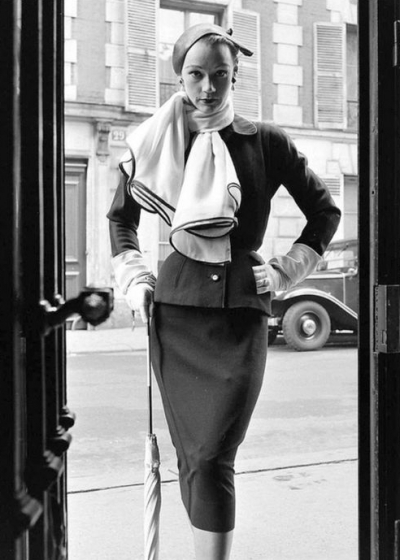 Sophie Malgat 1952 Givenchy's slim suit