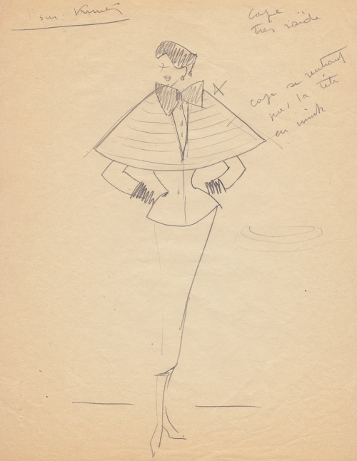 Hubert de Givenchy, Sketch, ca. 1950 