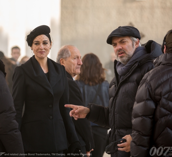 Monica Bellucci and Director Sam Mendes on the set of Metro-Goldwyn-Mayer Pictures/Columbia Pictures/EON Productions’ action adventure SPECTRE.